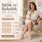 Kadın 40 Denye 6'lı İnce Anne Çorabı Dizaltı Topuksuz Esnek Günlük Kullanım Çorabı Ten Siyah Bronz Vizon