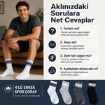 4’lü Çizgili Erkek Spor Çorabı Seti Pamuklu Fitilli Rahat Burunlu Beyaz Gri Siyah