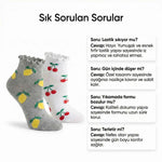 Kadın Meyve Desenli Fırfırlı Soket Çorap 6’lı Set – Renkli, Yumuşak ve Rahat Bilek Çorabı