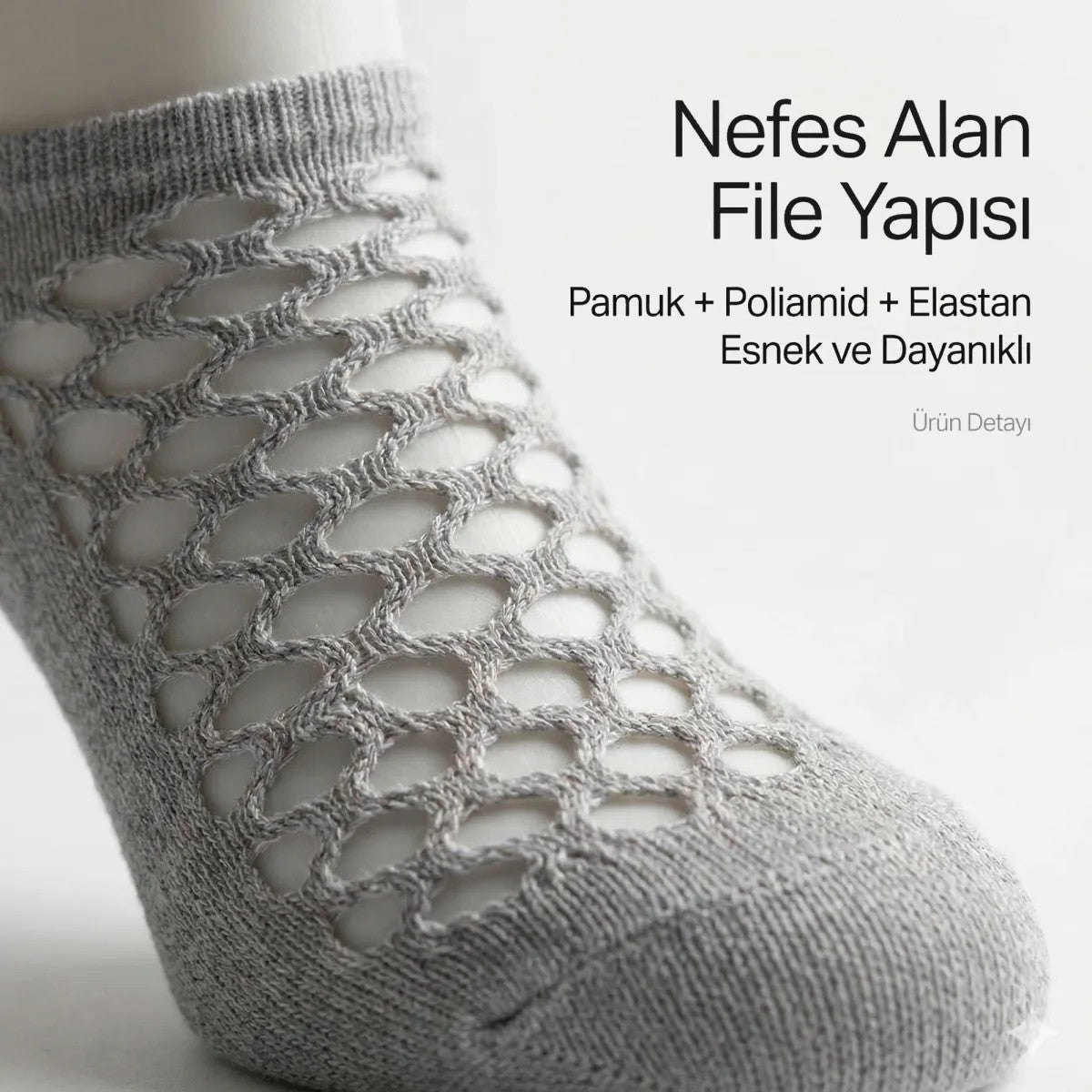 Kadın Fileli Babet Çorap 5’li Set – Nefes Alan, Görünmez, Esnek ve İnce Yazlık Çorap