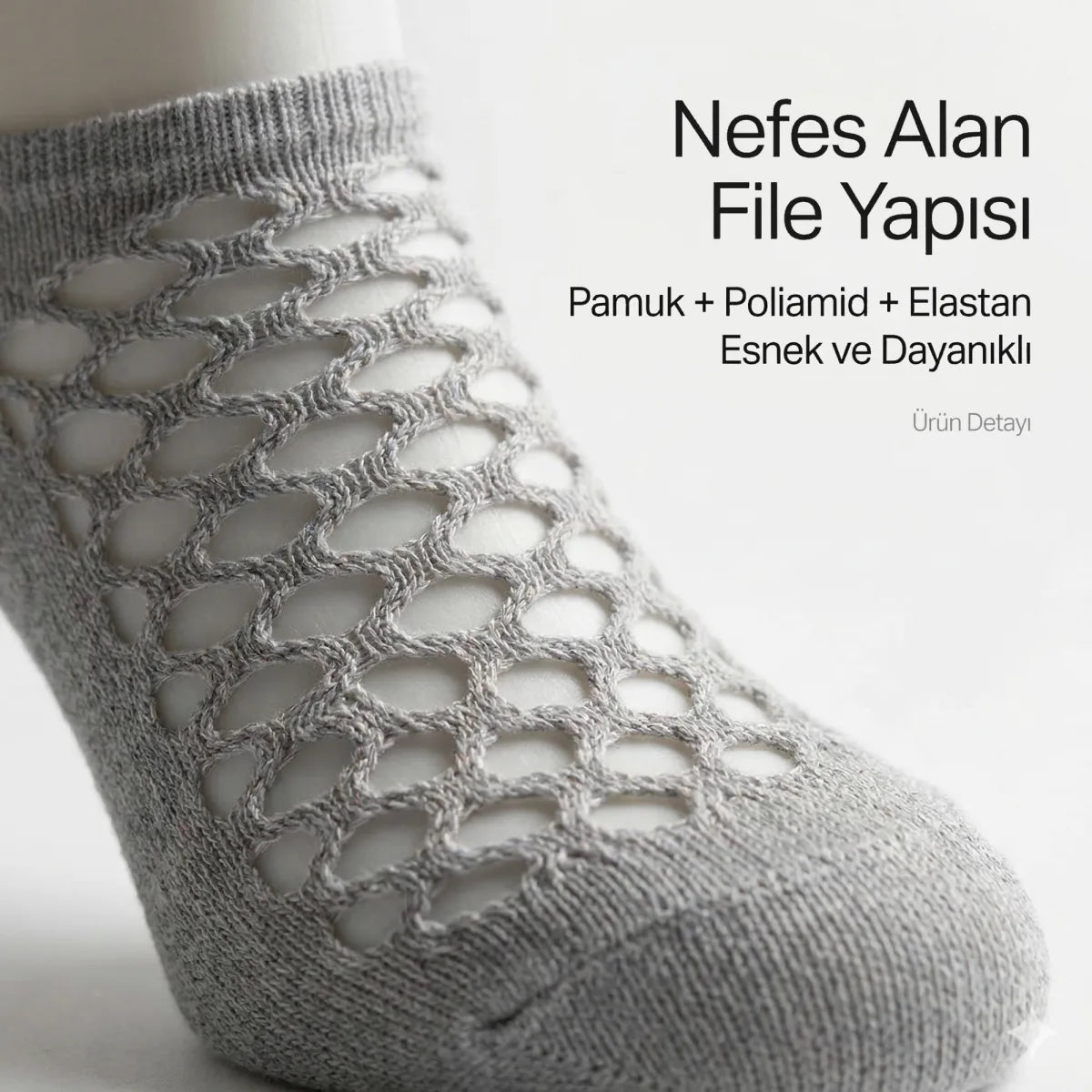 Kadın Fileli Babet Çorap 5’li Set – Nefes Alan, Görünmez, Esnek ve İnce Yazlık Çorap