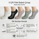 Kadın Fileli Babet Çorap 5’li Set – Nefes Alan, Görünmez, Esnek ve İnce Yazlık Çorap