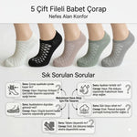 Kadın Fileli Babet Çorap 5’li Set – Nefes Alan, Görünmez, Esnek ve İnce Yazlık Çorap