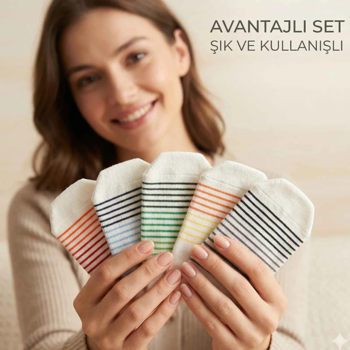 Bebek ve Çocuk Renkli Çizgili Patik Çorap 5’li Set | Esnek, Yumuşak ve Rahat Günlük Çorap 0-12 Ay – 5-6 Yaş