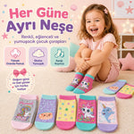 5’li Kız Çocuk Çorap Seti Deniz Kızı Unicorn Desenli Pamuklu Rahat Burunlu Renkli