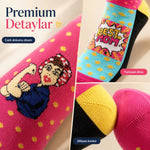 Best Mom Kadın Çorabı 36-40 Pamuklu Dikişsiz Burun Pop Art Desenli Renkli Soket Hediyelik Çorap