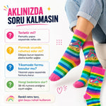 Gökkuşağı Çizgili Retro Paten Desenli Soket Çorap Pamuklu Dikişsiz Burun 36-40 Numara Uzun Konç