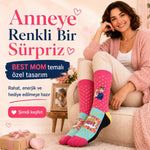 Best Mom Kadın Çorabı 36-40 Pamuklu Dikişsiz Burun Pop Art Desenli Renkli Soket Hediyelik Çorap