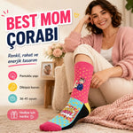Best Mom Kadın Çorabı 36-40 Pamuklu Dikişsiz Burun Pop Art Desenli Renkli Soket Hediyelik Çorap