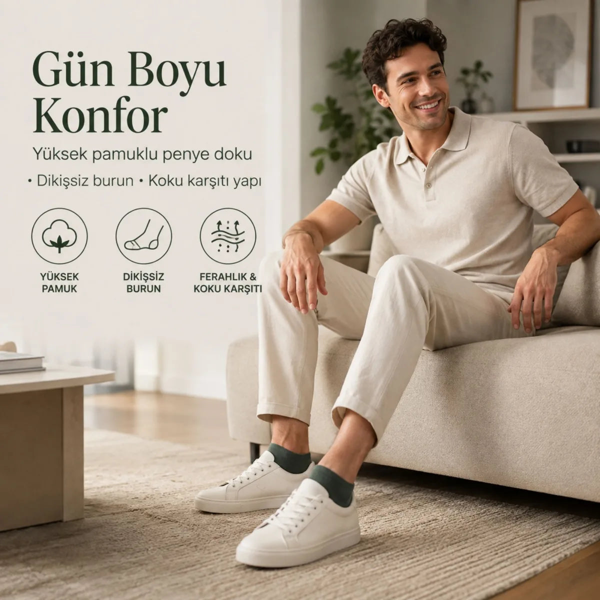 Erkek Pamuklu Patik Çorap 12’li Paket 39-44 | Dikişsiz Burun, Koku Karşıtı, Nefes Alan Kısa Konç Sneaker Çorabı