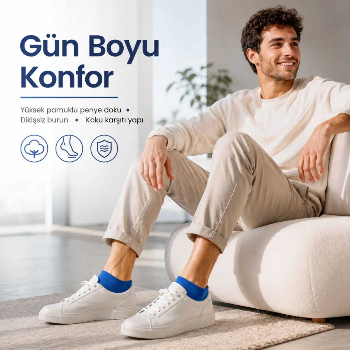Erkek Pamuklu Patik Çorap 12’li Paket 39-44 | Dikişsiz Burun, Koku Karşıtı, Nefes Alan Kısa Konç Sneaker Çorabı