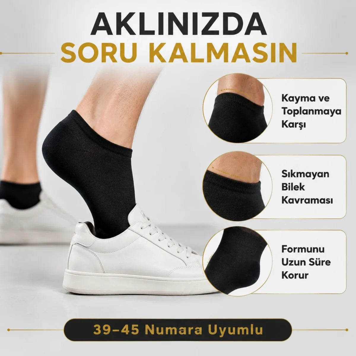 Erkek Pamuklu Patik Çorap 6’lı Paket 39-44 | Dikişsiz Burun, Koku Karşıtı, Nefes Alan Kısa Konç Sneaker Çorabı