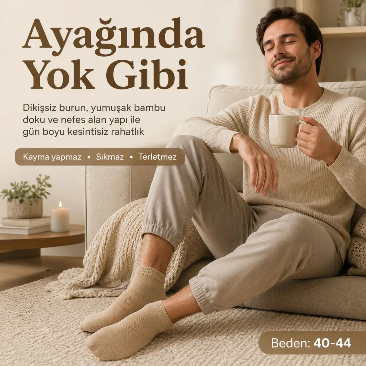Erkek Kısa Konç 12’li Bambu Çorap 39-44 Dikişsiz Burun Nefes Alan Yumuşak Günlük Patik Çorap