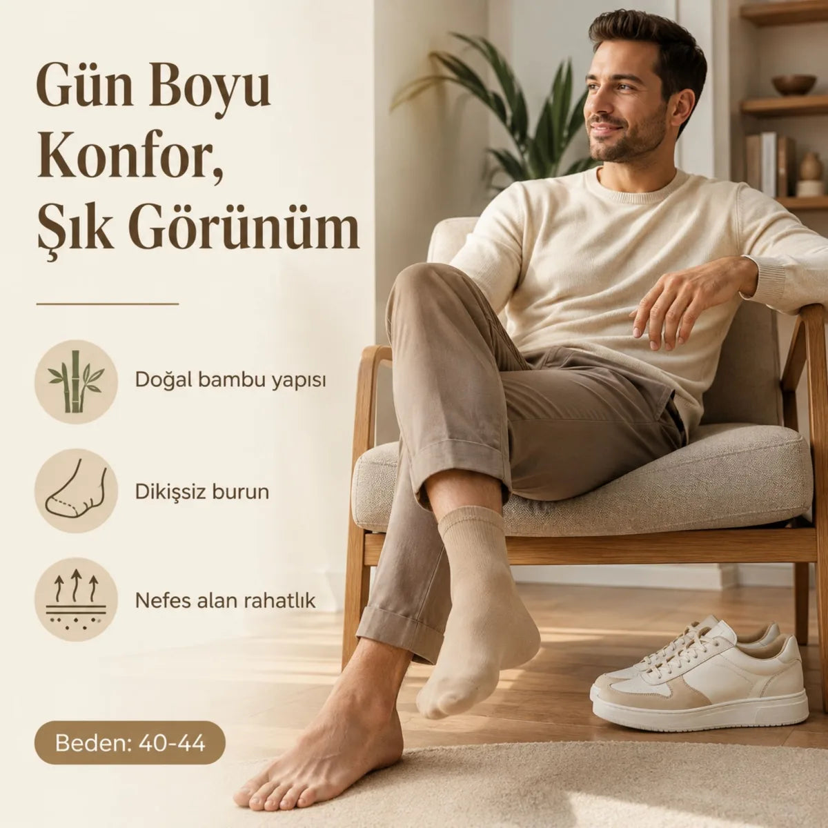 Erkek Kısa Konç 12’li Bambu Çorap 39-44 Dikişsiz Burun Nefes Alan Yumuşak Günlük Patik Çorap