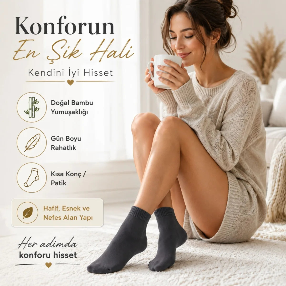 Erkek Kısa Konç 6’lı Bambu Çorap 39-44 Dikişsiz Burun Nefes Alan Yumuşak Günlük Patik Çorap