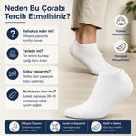 Erkek Patik Çorap 6’lı Siyah Beyaz Lacivert 39-44 Yüksek Pamuklu Dikişsiz Koku Karşıtı