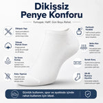 Erkek Patik Çorap 6’lı Siyah Beyaz Lacivert 39-44 Yüksek Pamuklu Dikişsiz Koku Karşıtı