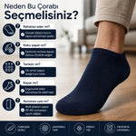 Erkek Patik Çorap 6’lı Siyah Beyaz Lacivert 39-44 Yüksek Pamuklu Dikişsiz Koku Karşıtı