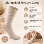 Kadın Uyku Çorabı 37-41 Uzun Soket Yumuşak Fitilli Sıkmayan Esnek Ev Çorabı Gri Bej