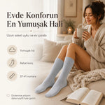 Kadın 3’lü Uyku Çorabı 37-41 Uzun Soket Yumuşak Fitilli Sıkmayan Esnek Ev Çorabı Gri Bej