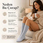 Kadın 3’lü Uyku Çorabı 37-41 Uzun Soket Yumuşak Fitilli Sıkmayan Esnek Ev Çorabı Gri Bej