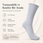 Kadın 3’lü Uyku Çorabı 37-41 Uzun Soket Yumuşak Fitilli Sıkmayan Esnek Ev Çorabı Gri Bej