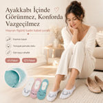 Kadın Hayvan Figürlü Görünmez Ekonomik Babet Çorabı 12’li Paket – Kaymaz Topuklu Pamuklu Ekru, Pembe, Nane Yeşili