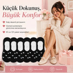 Kadın Kalp Desenli Görünmez Ekonomik Babet Çorabı 12’li Paket – Siyah, Beyaz ve Karışık Renk Kaymaz Topuklu Pamuklu Çorap