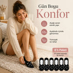 Kadın Kalp Desenli Görünmez Ekonomik Babet Çorabı 12’li Paket – Siyah, Beyaz ve Karışık Renk Kaymaz Topuklu Pamuklu Çorap