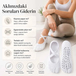 Kaymaz Tabanlı Kadın Balerin Tasarımlı Yoga Pilates Çorabı Çapraz Bantlı Spor Çorap Hac Umre Çorabı