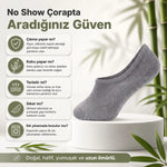 Erkek Bambu 12’li Babet Çorap Görünmez No Show Dikişsiz Silikon Topuklu