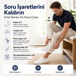 Erkek Bambu 12’li Babet Çorap Görünmez No Show Dikişsiz Silikon Topuklu