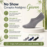 Erkek Bambu 8’li Babet Çorap Görünmez No Show Dikişsiz Silikon Topuklu