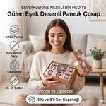Kadın Gülen Eşek Desenli Çorap 8’li Set – Pamuklu, Eğlenceli ve Yumuşak Soket Çorap 36-40