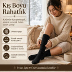 Kadın Siyah 12’li Kışlık Termal Uzun Çorap | Dikişsiz, Esnek Havlu Dokulu, Sıcak Tutan, Güçlendirilmiş Topuk ve Burun