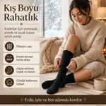 Kadın Siyah 12’li Kışlık Termal Uzun Çorap | Dikişsiz, Esnek Havlu Dokulu, Sıcak Tutan, Güçlendirilmiş Topuk ve Burun