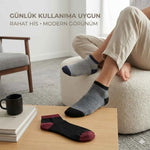 Erkek Patik Çorap 6’lı Set – Renkli Burun Topuk Detaylı Günlük Kısa Çorap