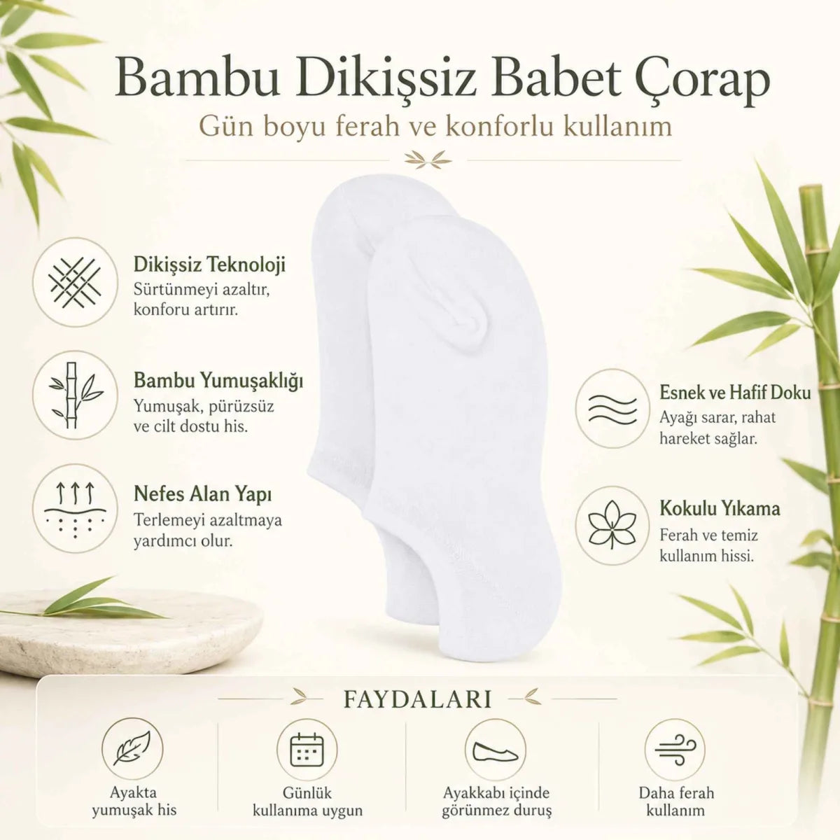 Erkek Bambu 12’li Dikişsiz Babet Çorap Siyah Beyaz Gri Görünmez Sneaker Çorap Nefes Alan Yumuşak