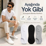 Erkek Bambu 12’li Dikişsiz Babet Çorap Siyah Beyaz Gri Görünmez Sneaker Çorap Nefes Alan Yumuşak