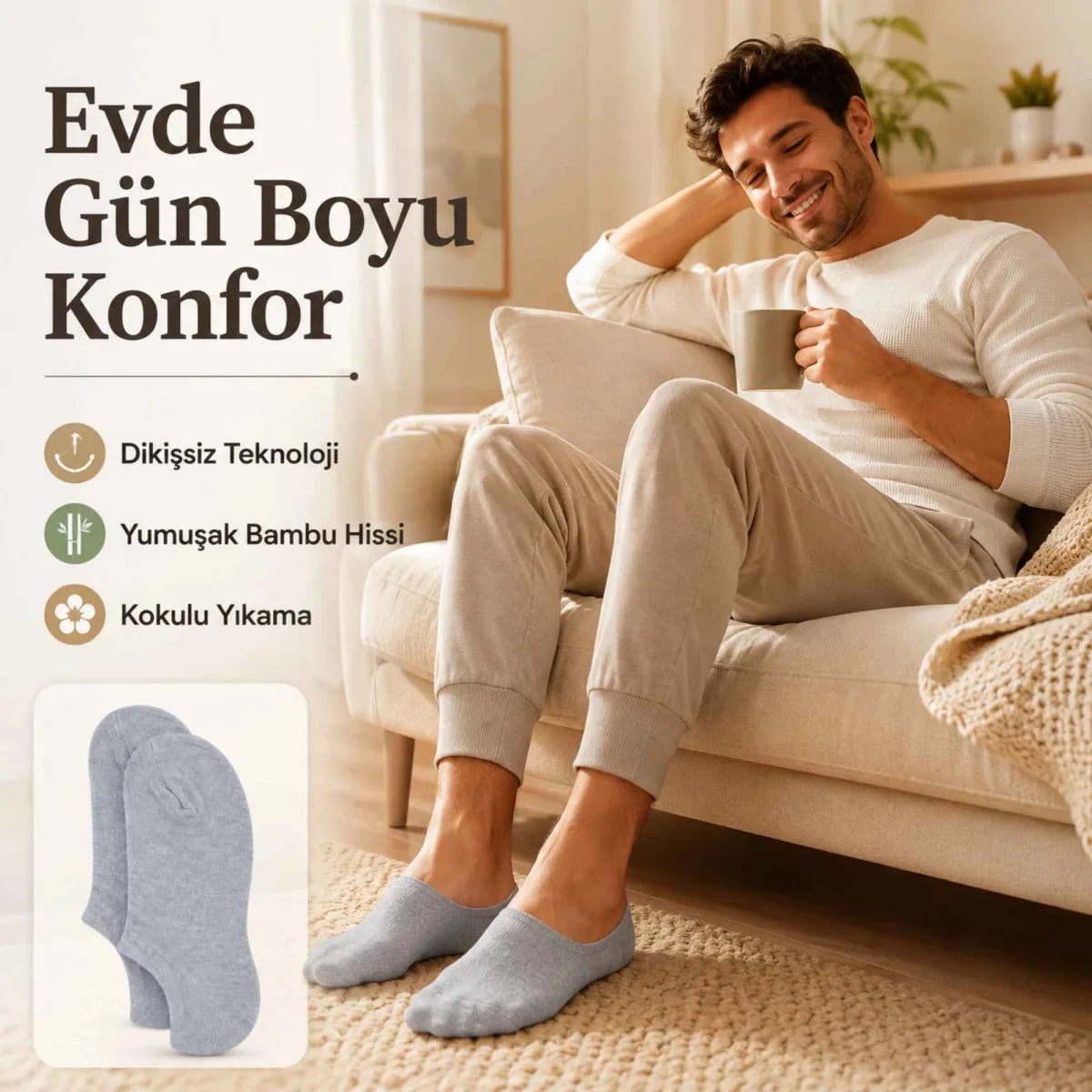Erkek Bambu 12’li Dikişsiz Babet Çorap Siyah Beyaz Gri Görünmez Sneaker Çorap Nefes Alan Yumuşak