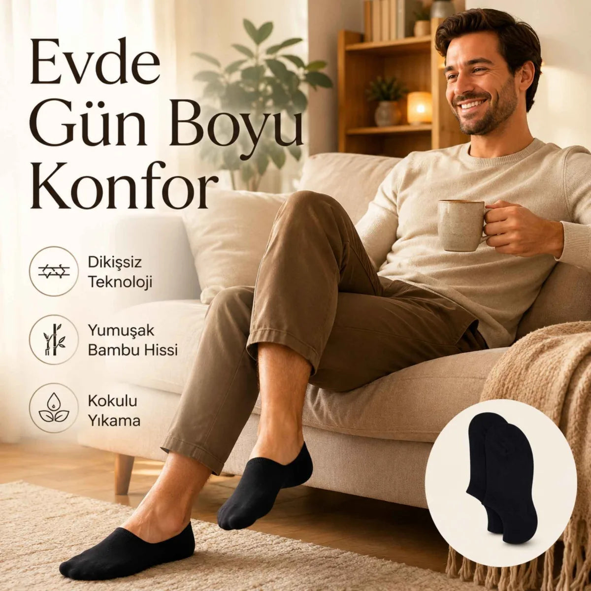 Erkek Bambu 12’li Dikişsiz Babet Çorap Siyah Beyaz Gri Görünmez Sneaker Çorap Nefes Alan Yumuşak