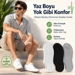 Erkek Bambu 12’li Dikişsiz Babet Çorap Siyah Beyaz Gri Görünmez Sneaker Çorap Nefes Alan Yumuşak