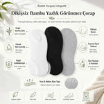 Erkek Bambu 6’lı Dikişsiz Babet Çorap Siyah Beyaz Gri Görünmez Sneaker Çorap Nefes Alan Yumuşak