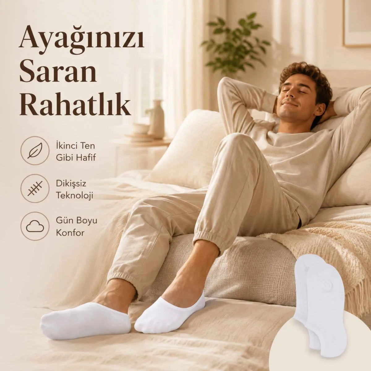 Erkek Bambu 6’lı Dikişsiz Babet Çorap Siyah Beyaz Gri Görünmez Sneaker Çorap Nefes Alan Yumuşak