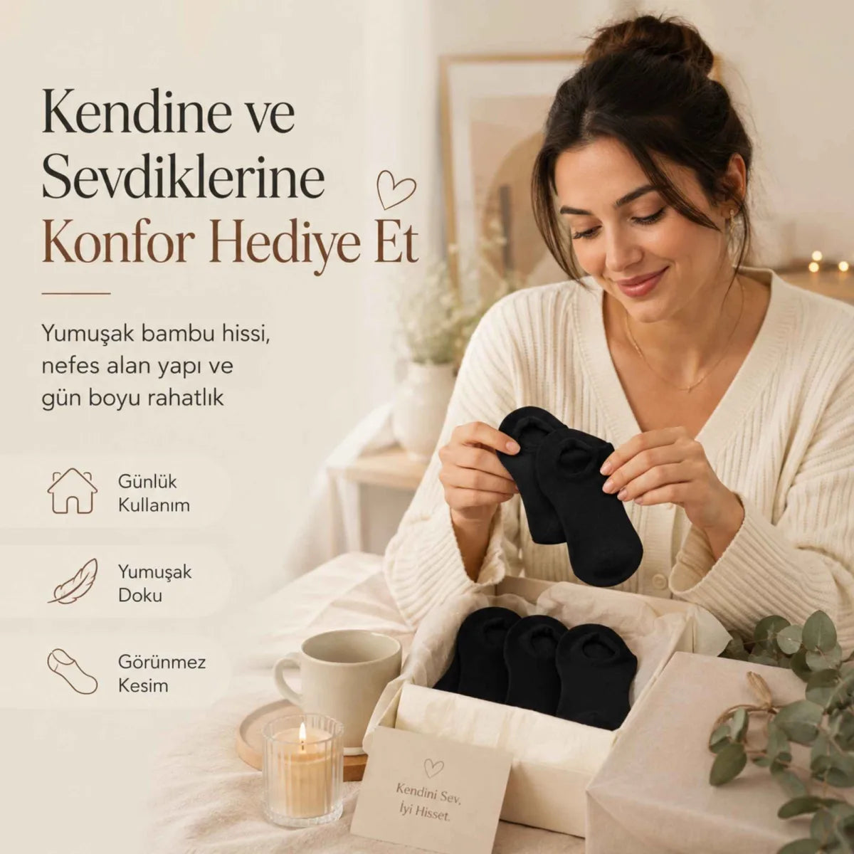 Kadın Bambu 12’li Dikişsiz Babet Çorap Siyah Beyaz Gri Görünmez Sneaker Çorap Nefes Alan Yumuşak