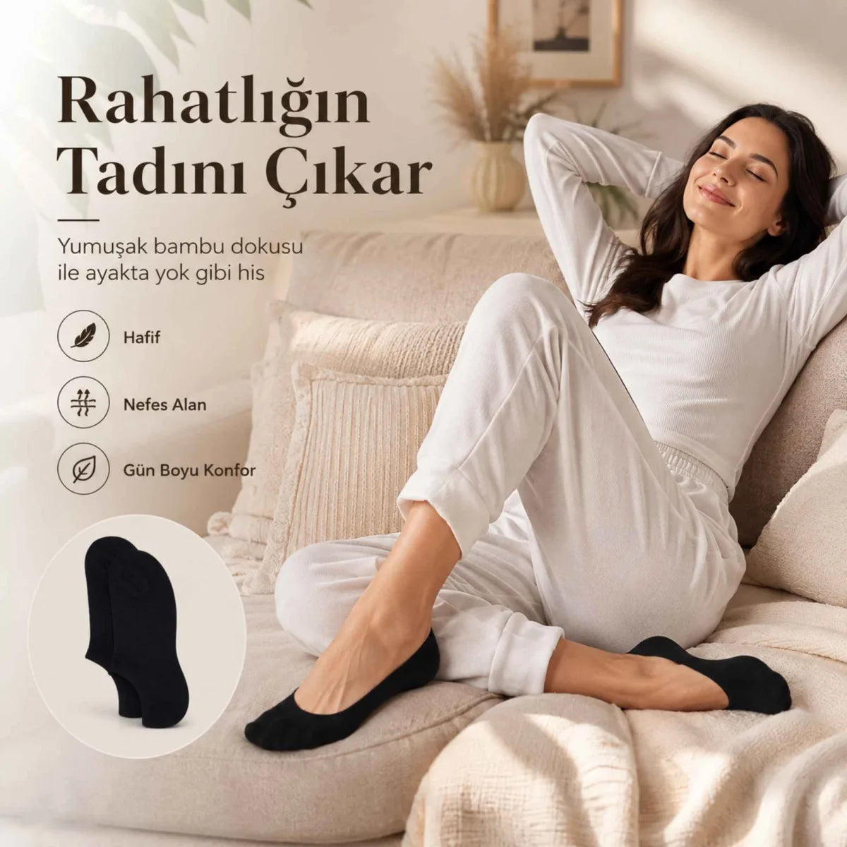 Kadın Bambu 12’li Dikişsiz Babet Çorap Siyah Beyaz Gri Görünmez Sneaker Çorap Nefes Alan Yumuşak