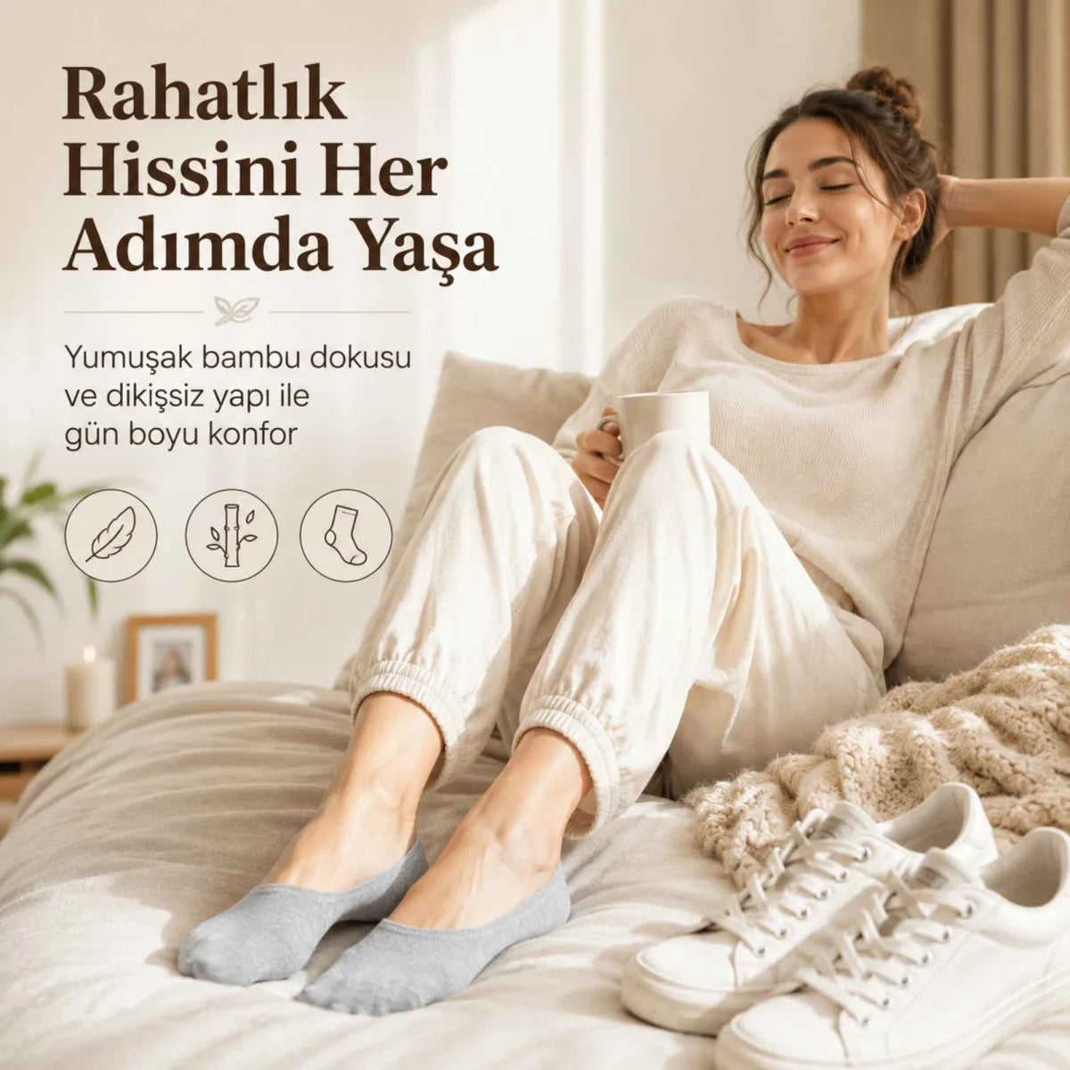 Kadın Bambu 12’li Dikişsiz Babet Çorap Siyah Beyaz Gri Görünmez Sneaker Çorap Nefes Alan Yumuşak