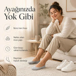 Kadın Geri Dönüşüm İplikli 12’li Görünmez Sneaker Çorap, İnce Dikişli Nefes Alan Babet Çorap Siyah Beyaz Gri