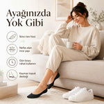 Kadın Geri Dönüşüm İplikli 6’lı Görünmez Sneaker Çorap, İnce Dikişli Nefes Alan Babet Çorap Siyah Beyaz Gri