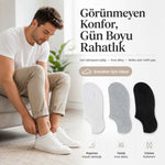 Erkek Geri Dönüşüm İplikli 12’li Görünmez Sneaker Çorap, İnce Dikişli, Nefes Alan Yazlık Babet Çorabı, Kaymaz Topuklu Siyah Gri Beyaz